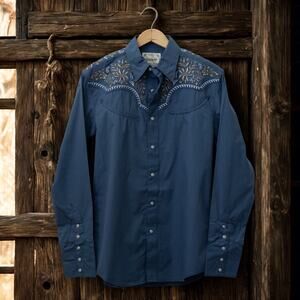 Wrangler Rodeo Ben Western Snap Shirt Blue 112360119 Sz. L NWT